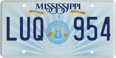 MS license plate LUQ954