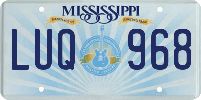 MS license plate LUQ968