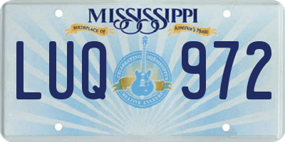 MS license plate LUQ972