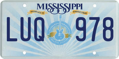 MS license plate LUQ978