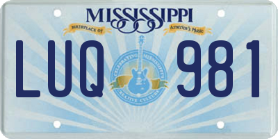 MS license plate LUQ981