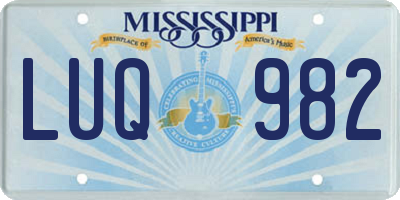 MS license plate LUQ982