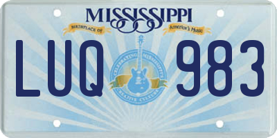 MS license plate LUQ983