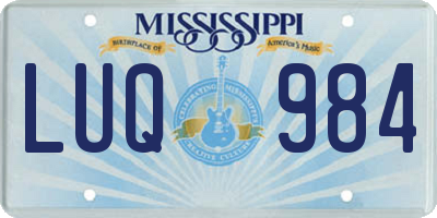 MS license plate LUQ984