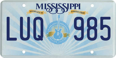 MS license plate LUQ985