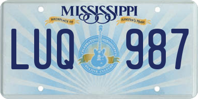 MS license plate LUQ987