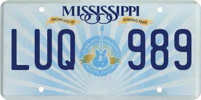MS license plate LUQ989