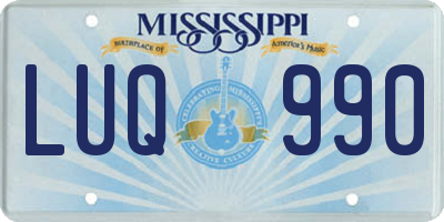 MS license plate LUQ990