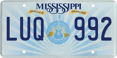 MS license plate LUQ992