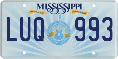 MS license plate LUQ993