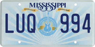 MS license plate LUQ994