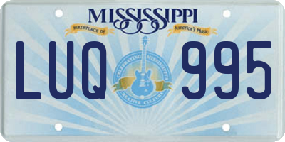 MS license plate LUQ995