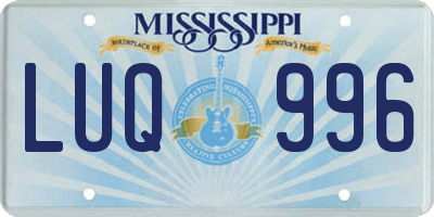 MS license plate LUQ996