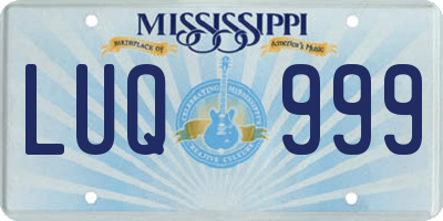 MS license plate LUQ999