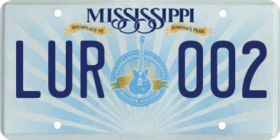 MS license plate LUR002