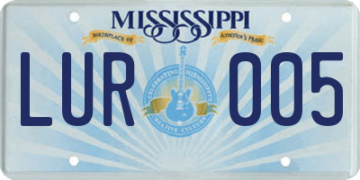 MS license plate LUR005