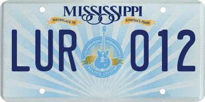 MS license plate LUR012