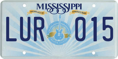 MS license plate LUR015