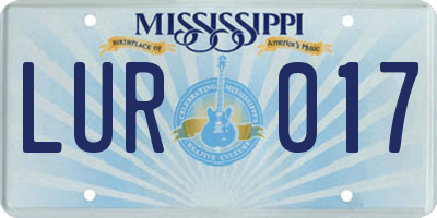 MS license plate LUR017