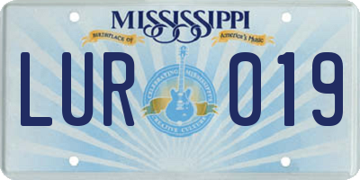 MS license plate LUR019