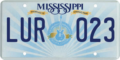 MS license plate LUR023