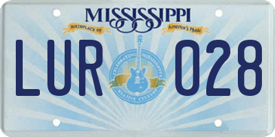 MS license plate LUR028