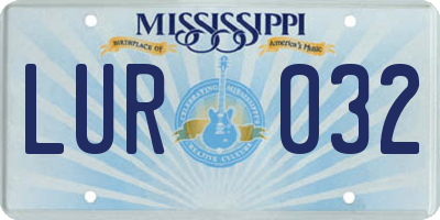 MS license plate LUR032