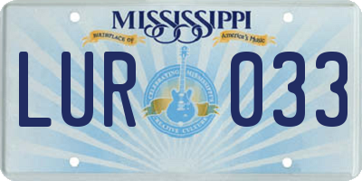 MS license plate LUR033