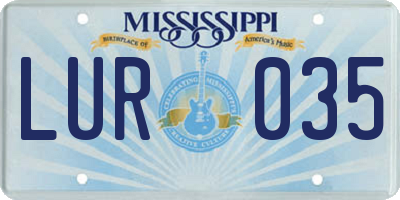 MS license plate LUR035