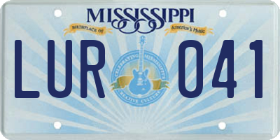 MS license plate LUR041