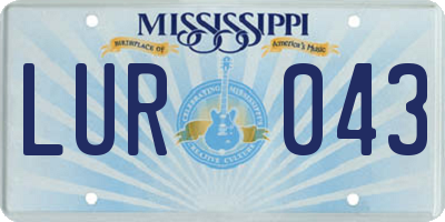 MS license plate LUR043