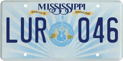 MS license plate LUR046