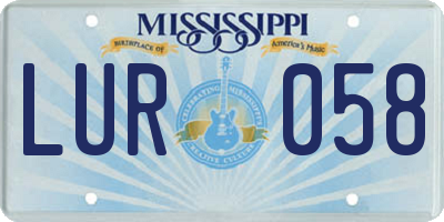 MS license plate LUR058