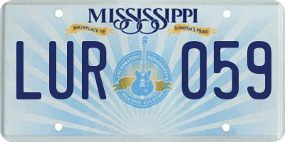 MS license plate LUR059