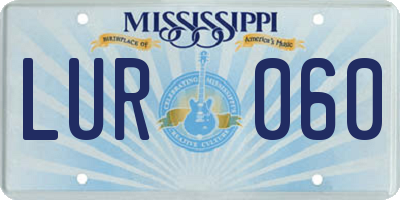 MS license plate LUR060