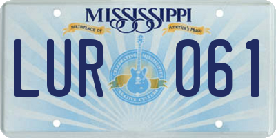 MS license plate LUR061