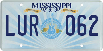 MS license plate LUR062