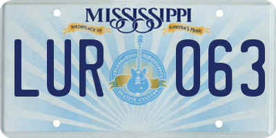 MS license plate LUR063