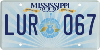 MS license plate LUR067