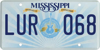 MS license plate LUR068