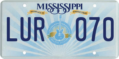 MS license plate LUR070