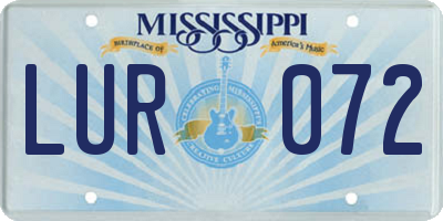 MS license plate LUR072