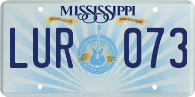 MS license plate LUR073