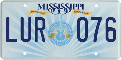 MS license plate LUR076