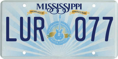 MS license plate LUR077
