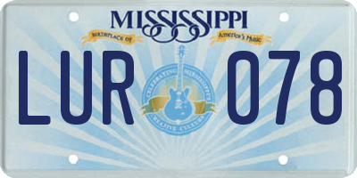 MS license plate LUR078