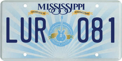 MS license plate LUR081