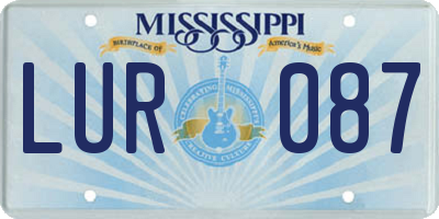 MS license plate LUR087