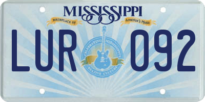MS license plate LUR092