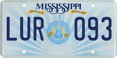 MS license plate LUR093